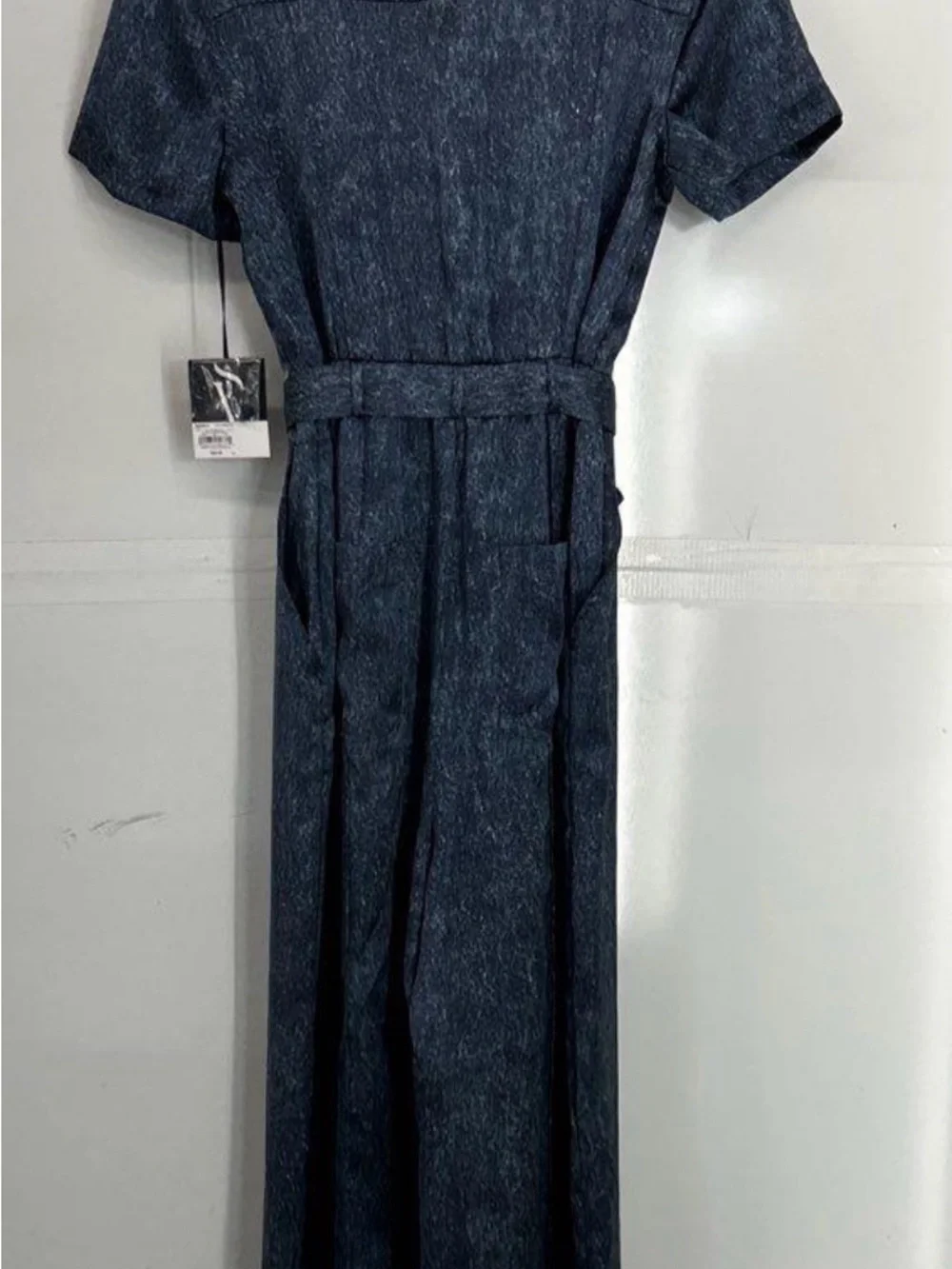Dark Wash Simply Vera Wang Denim Jumpsuit with Tie Belt - Picture 2 of 4